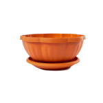 Flowerpot, flower model, 32 cm, brown color, plate included